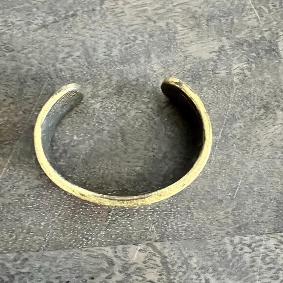 Ann Taylor Loft Antique Gold and Black Chevron Metallic Cuff Bangle Bracelet - Picture 2 of 4